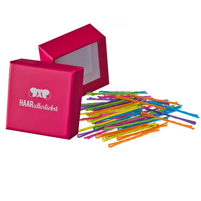 48 saç tokası Bobby Pins renkli pembe Box von Haarallerliebst