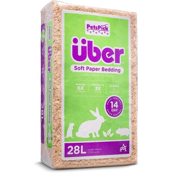 PetsPick Uber Soft Paper Pet Bedding for Small Animals, Natural 28L