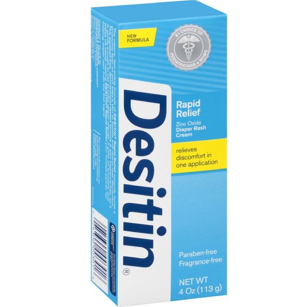 DESITIN Rapid Relief Zinc Oxide Diaper Rash Cream 4 oz (Pack of 2)