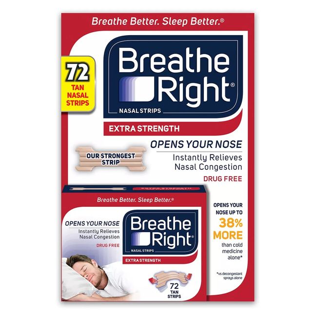 Breathe Right Extra Strength Nasal Strips 72 Strips