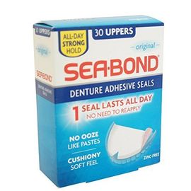 SEA-BOND Denture Adhesive Seals Uppers Fresh Mint, 30 Each (Pack of 4)