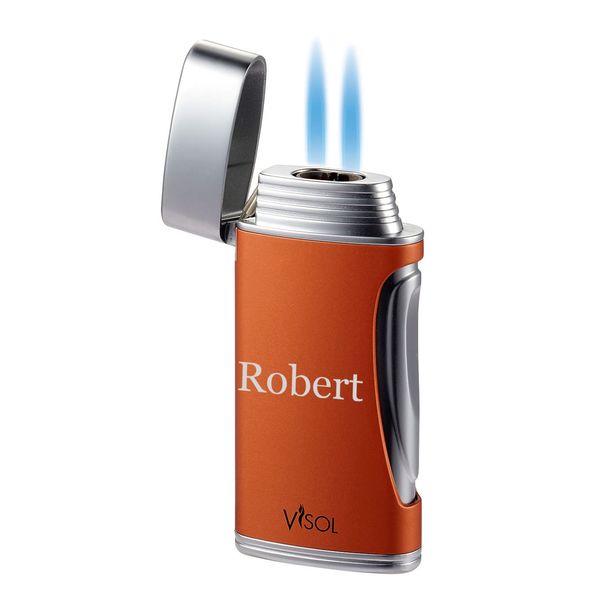 Visol DuoMatt Butane Torch Lighter Double Flame Refillable Gas Lighter, Windproof Adjustable Flame Lighter (Shipped Without Butane)