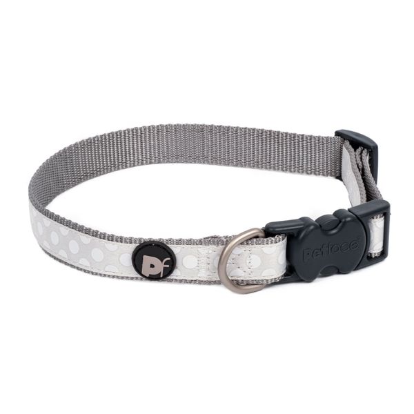 Petface Tonal Dots Print Dog Collar, X-Small, Light Grey