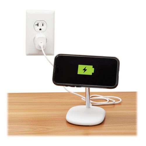 Eaton Tripp Lite Series Wireless Charger Stand, 20W Magnetic Charging Stand, MagSafe MFi Charging for Apple iPhone & AirPods, Adjustable Stand, 3ft Cable, White, 1-Year Warranty (U280MS-2N1-WH)