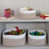 Tan Cube Storage Bin Rope Baskets 3-Piece Set
