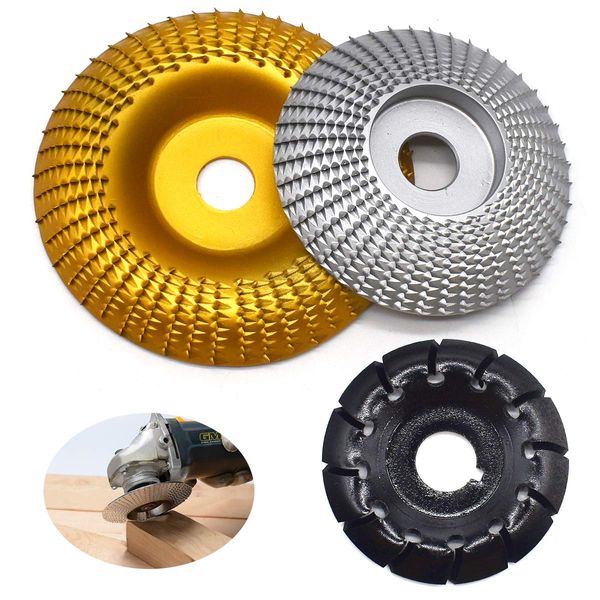 Saijer Wood Grinding Wheel,3 Pieces Angle Grinder Wood Carving Disc Angle Grinder Disc Carving Disc Shaping Polishing Grinding Wheel Grinder Shaping Disc Arc Wood Carving Disc Grinding Wheel