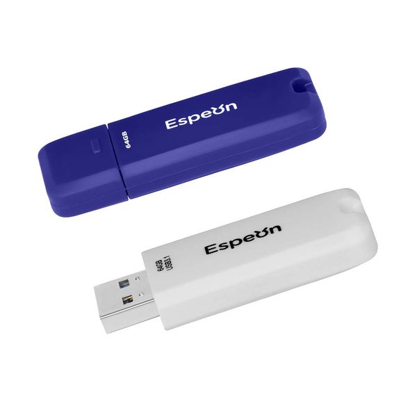 Espeon 2 Stück, 64 GB, USB 3.1, USB-Stick, Gummischalenschutz, Farbe: Classic - Weiß, Blau