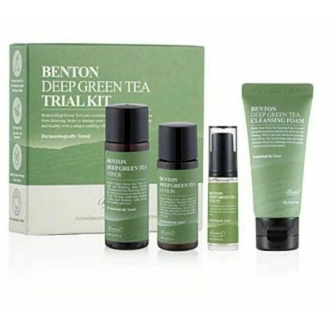 Benton Deep Green Tea Deluxe Kit (4 item) Cleansing Foam Toner Lotion US Seller