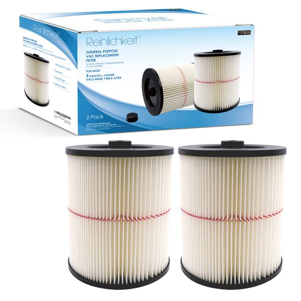 Reinlichkeit 2 Pack Cartridge Filter for Craftsman 17816 9-17816 Wet/Dry Air Filter Replacement Part