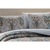 Kids Zone Home Linen Bedspread Set Damask Pattern Light Blue White Beige and Brown New (Full/Queen)