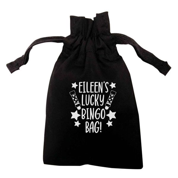Flox Creative White Organic Large Drawstring Pouch Personalised Lucky Bingo Bag