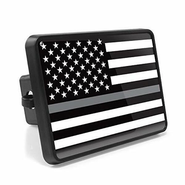 Thin Gray Line American Flag 2"x2" inch ABS Plastic Trailer Hitch Cover