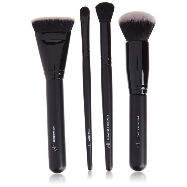 e.l.f. Complexion Perfection Brush Kit 4 Piece Set, Synthetic
