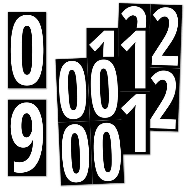 Pack of 40, 150 mm, number stickers, large, weatherproof, adhesive numbers, white numbers