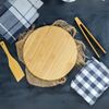 12pc Bulk 12" Round Bamboo Serving Tray, Charcuterie Platter, Cutting Board Set