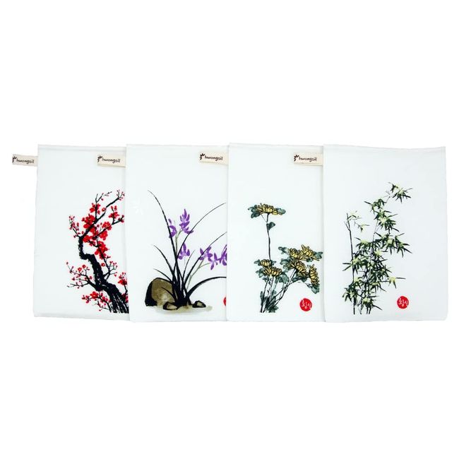 Hwangsil Korean Scrub Exfoliating Towel 4p Set K-cultrue Gracious Plants Design