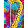 Harp Instrument Colourful Art Blank Greeting Card