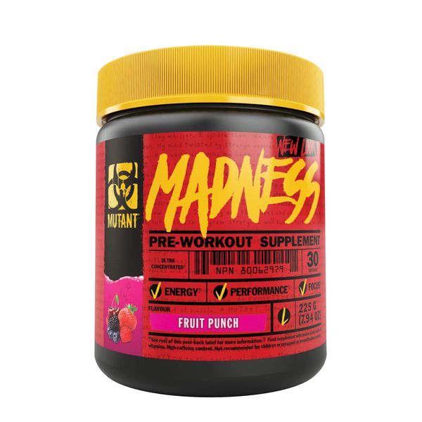 Mutant Madness - Redefines The Pre-Workout Experience and Takes it to a Whole New Extreme Level, Engineered Exclusively for High Intensity Workouts, 225g – Fruit Punch