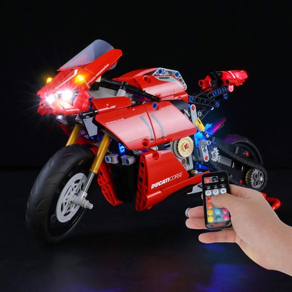 BRIKSMAX Led Lighting Kit for LEGO Technic Ducati Panigale V4 R Motorbike,Compatible with LEGO 42107 Building Blocks Model- Not Include the Lego Set(Remote Control Version)