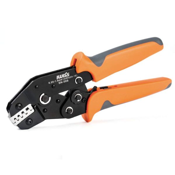 IWISS SN-58B Precision Simultaneous Crimping Pliers, Ratcheting Type, Open Barrel Terminal, Compatible with Small and Medium Terminals 0.01 - 0.06 inch (0.25 - 1.5 mm) 2