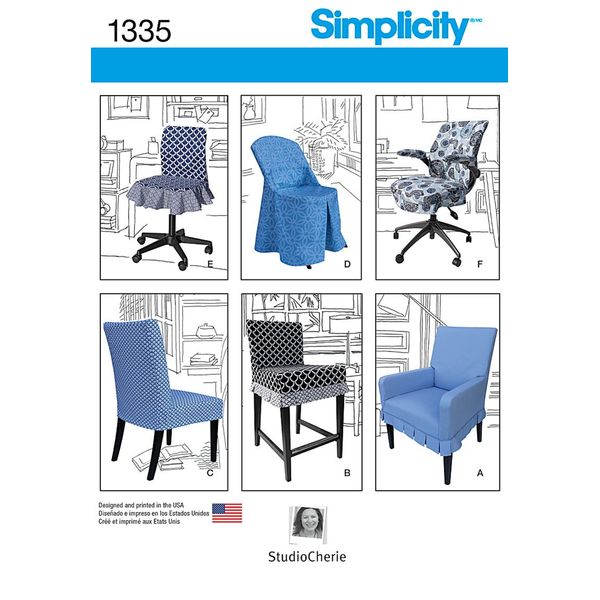Simplicity Creative Patterns 1335 Chair Covers for Ikea and Realspace Chairs Sewing Patterns, One Size
