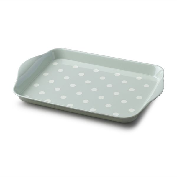 Zeal Mini Serving Tray, Dotty Design 18cm x 14cm Sage Green