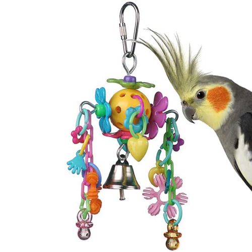 Super Bird Creations SB1088 Birdie Bouquet Toy - Engaging Bird Toys, Enrichment Toy for Parrotlets, Parakeets, Cockatiels and More, Made with Colorful Toy Parts - Small/Medium Birds, 6" x 3" x 2"