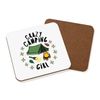 Crazy Camping Girl Stars Coaster Drinks Mat