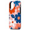 iPhone 14 1970's Floral Pattern Blue Orange White Case