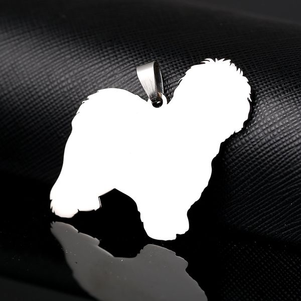 Big Stainless Steel Old English Sheepdog OES Dog Silhouette Pet Dog Tag Breed Collar Charm Pendant Necklace