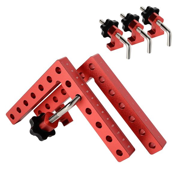 90 Degree Right Angle Positioning Square Clamp, Aluminum Alloy Right Angle Clamp, Woodworking Carpenter Corner Clamping Square Tool for Picture Frames, Boxes, Cabinets or Drawers (14cm/5.5")