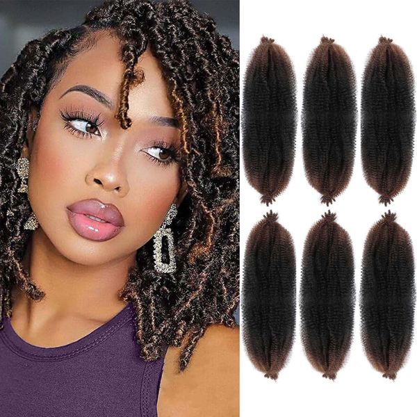 Afro Twist Hair Springy Afro Twist Hair 12 Inch 6 packs Pre Fluffed Spring Twist Hair Pre Stretched Wrapping Hair for Soft Locs Hair Extensions (12 Inch (Pack of 6), 1B/30#)