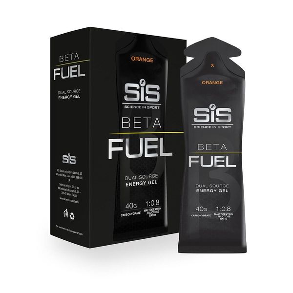 Science in Sport Beta Fuel Gels Dual Source Energy Gel, Orange Flavour, 40 g of Carbs Per Pack, 60 ml Pack (6 Pack)