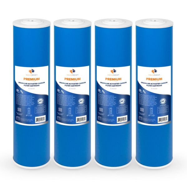 4PK Premium Aquaboon 5mic Big Blue GAC Carbon Water Filter Cartridge 20x4.5"