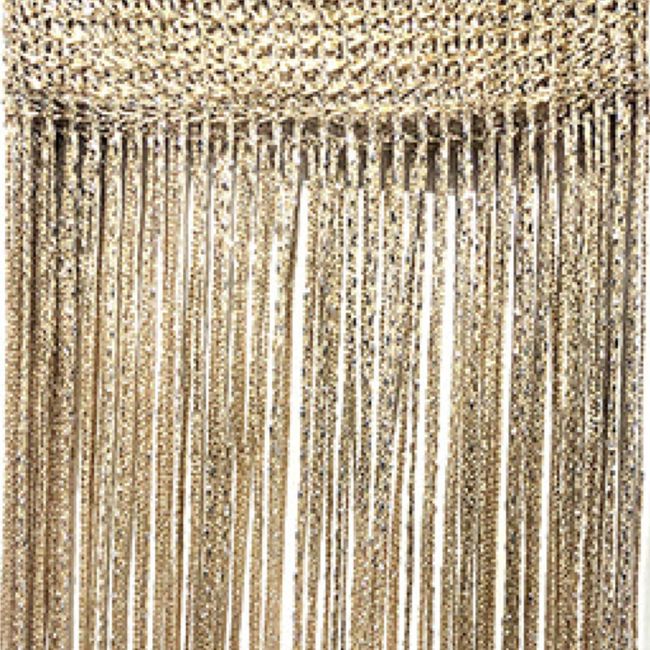 (ADOSSY) String String Line Noren, Elegant, Decorative, Cutable, Thin, Straight, Smooth, Decorative, Divider, Width 39.4 x Height 78.7 inches (100 x 200 cm), Champagne Gold)