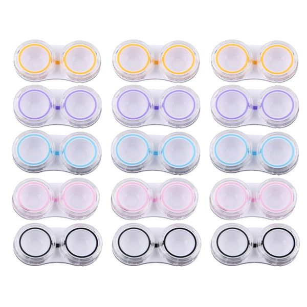 KISEER 15 Pack Clear Cute Contact Lens Case Box Holder Container Storage Kit