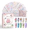 AIMEILI Nail Art Stickers Decals Self-Adhesive, 30 Sheets 3D Spring Flowers Nail Stickers Butterfly Stars Pattern Mixed for Women Girls Manicure DIY and as Kids Craft Art