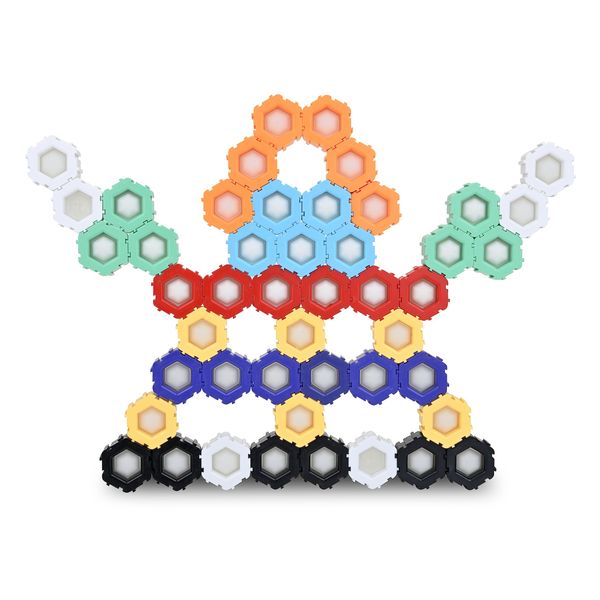Discovery Toys – Sensory Pops Blocks | Poppable Bubble Center | 50 Hexagon-Shaped Building Blocks 8 Colors | Pop Fidget Toys | Bubble Sensory Toys | 3+ yrs