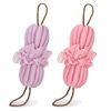 Toplive 2Pcs Bath Shower Loofah Sponge,Long Stretch Back Sponge Exfoliating Back Scrubber for Shower for Women and Men-Pink+Purple