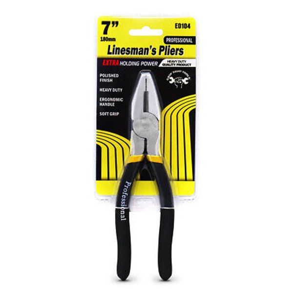 Grip Tight Tools E0104 7" Lineman's Pliers with Crimper Grooved Jaw Soft Grip