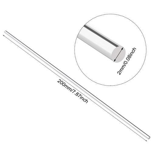 uxcell Acrylic Round Rod,2mm Diameter 8 inch Length,Clear,Solid Plastic PMMA Bar Stick Acrylic Dowel Rods for DIY Crafts Lighting Fixture Handicraft 6pcs