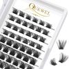QUEWEL Cluster Lashes 72 Pcs Wide Stem C/D Curl 8-16mm Length DIY Eyelash Extension False Lashes Individual Natural&Mega Styles Soft for Personal Makeup Use at Home (Mega-D-MIX8-16)