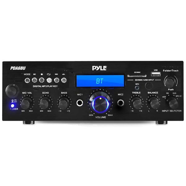 Pyle PDA6BU Bluetooth 200W Stereo Amplifier Receiver with Remote FM MP3 USB SD A