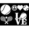 Sports Decal 4 Pack: Tennis - Assorted Decals (White)
