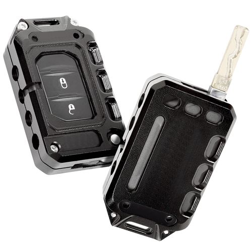 JeCar Key Fob Cover Key Case for 2018-2024 Jeep Wrangler JL JLU Gladiator JT Key Holder Shell (Black)