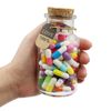 Mczcent Capsule Letters Message in a Glass Bottles, 100Pcs Cute Smiling Face Love Friendship Letter Color Pill with Wishing Bottle, Message Pills for Boys Girls Friends Family