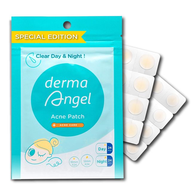 DERMA ANGEL Ultra Invisible Acne Patches Pimple Patches Hydrocolloid Acne Patches Zit Patches Hydrocolloid Bandages Acne Spot Treatment - Day & Night Use 48 Pieces 2 Sizes