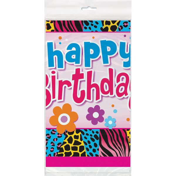 Wild Birthday Plastic Tablecloth, 84" x 54"