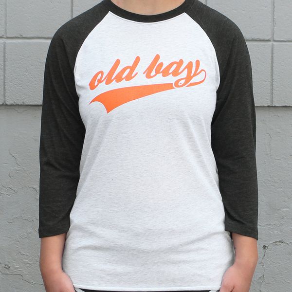 OLD BAY Script (Black & White) / Vintage Baseball Jersey - Large / White