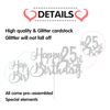 Silver Glitter Happy 25th Birthday Cake Topper - 25th Birthday Cake Topper, 25th Birthday Party Decoration